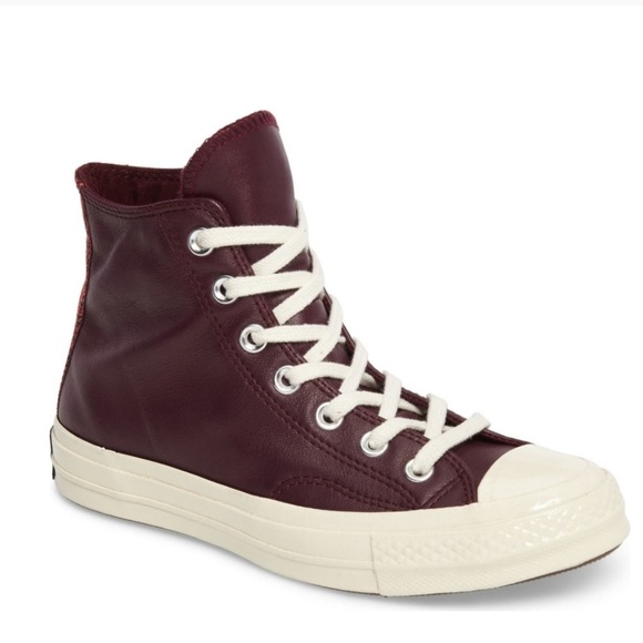 Chuck Taylor All Star Leather High Top Burgundy - Picture 2 of 3